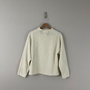 Madewell Striped Jacquard Funnelneck Top in Antique Cream Size Small